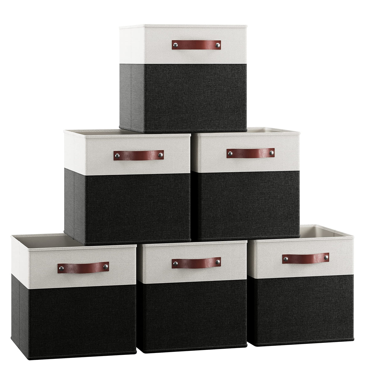Ornavo Home 13x13 Foldable Fabric Storage Cube Bins, 6 Pack, Beige