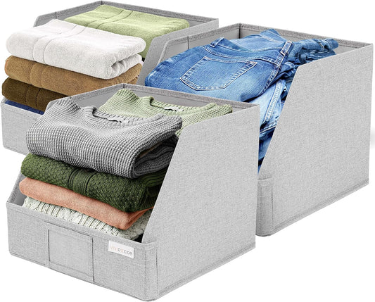 VIVIDECOR Trapezoid Closet Shelf Organizer, Baskets for Organizing, Storage Baskets for Shelves, Cubbies Storage Bins for Clothes, Gray